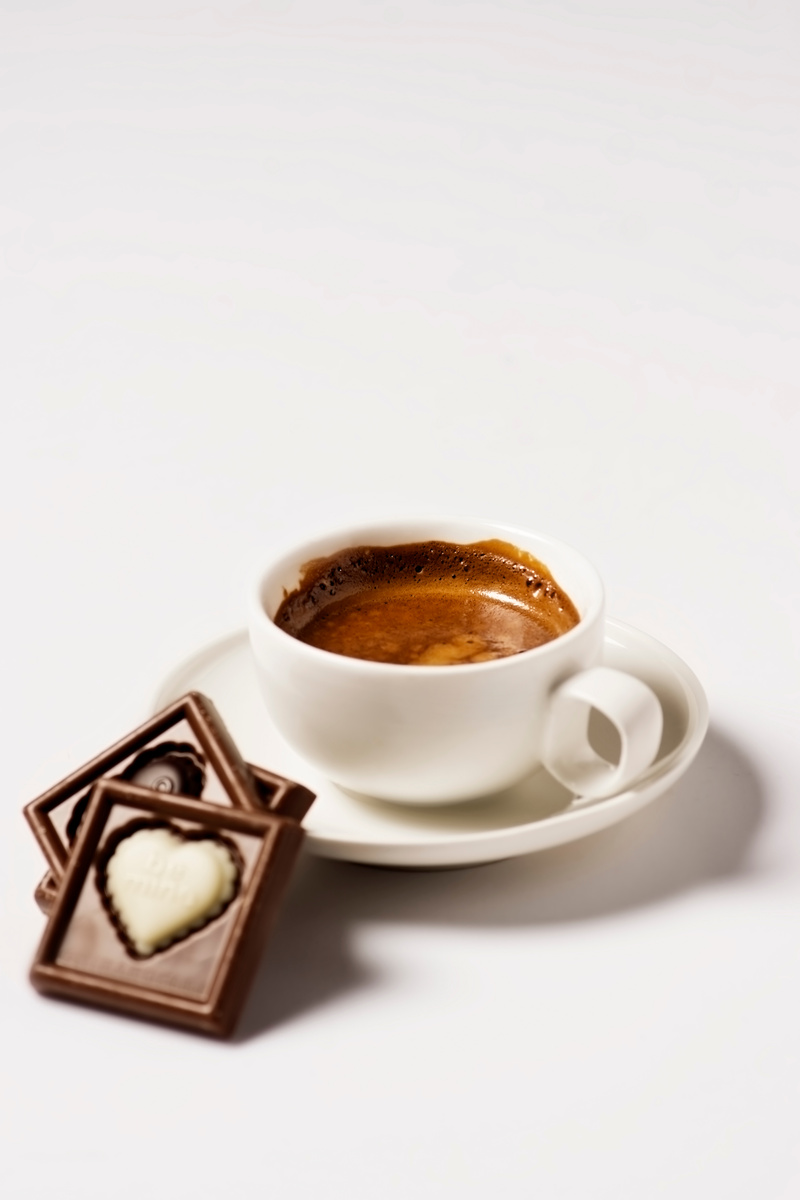 Coffee and Valentine Chocolate Hearts